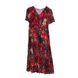 Size 12 Soft Surroundings Colorful Floral Tiered Flowy Midi Dress Size PM